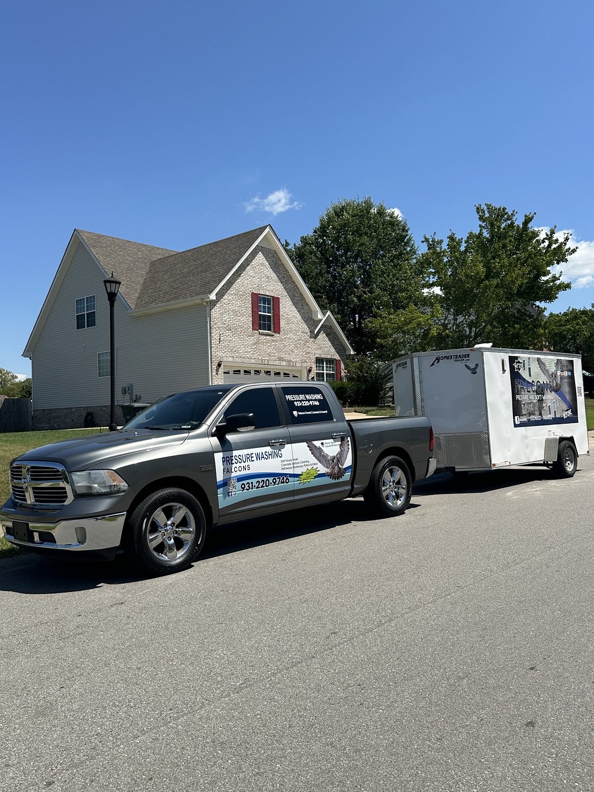Power washing driveway in Stewart County TN by Falcons Pressure and Soft Washing